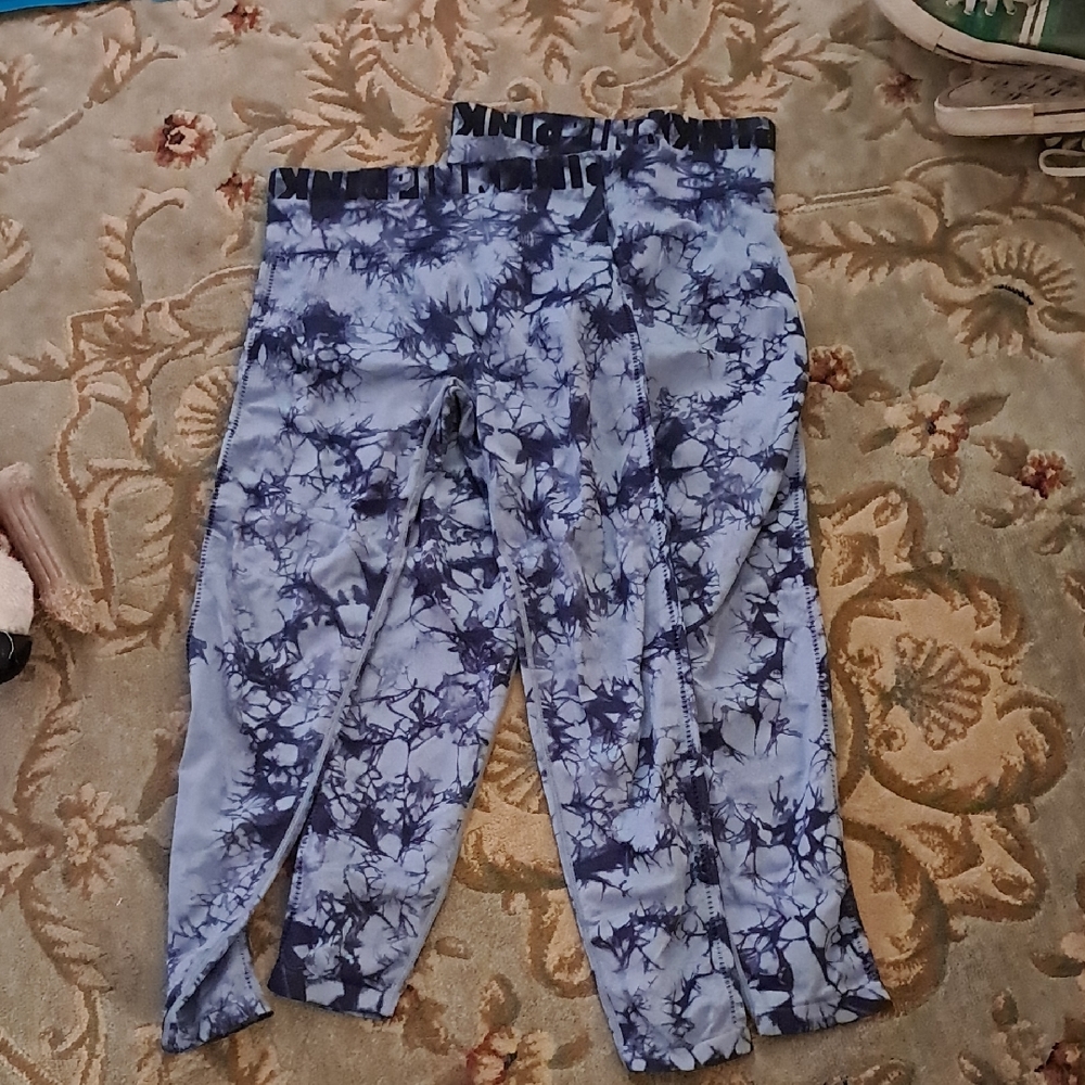 PINK Victoria's Secret Blue Tie-Dye Leggings
